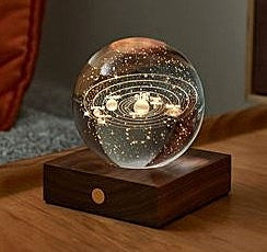 Lamps And Chandeliers: Solar System - 3D Laser Engraved LED Light in Walnut