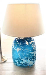 Lamps And Chandeliers: Seafoam Glass Lamp, incl Shade