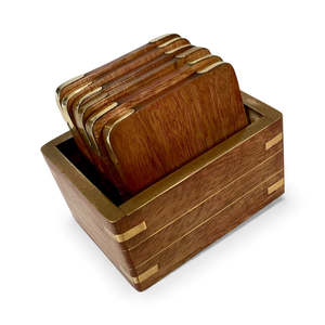 Coasters: Brass & Walnut Coaster Set