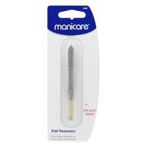 Tweezers: Manicare Flat Tweezers, Gold Tipped