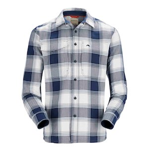 Simm Shirts: Simms Guide Flannel Shirt | Navy White Buffalo