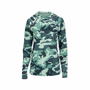 Simms Womens SolarFlex UPF50 Hoody | Woodland Camo Avalon