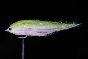Saltwater Flies: MFC Bunker Bait - Chartreuse/White Fishing Fly | Manic Fly Collection