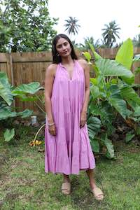 Dresses Ladies: Pink Tiered Midi Dress