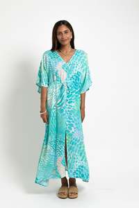 Ladies: Aqua Parrot Rene Kaftan