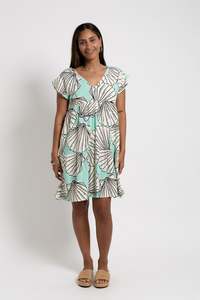 Ladies: Aqua Shell Pauline V Neck Dress