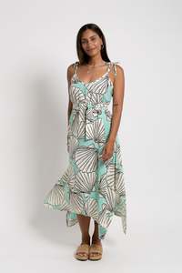 Ladies: Aqua Shell Motu Maxi Dress