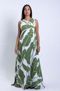 Ladies: White Heliconia Garden Mere Maxi Dress