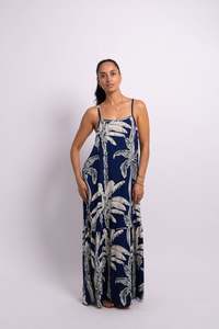 Ladies: Navy Coco Palm Rama Maxi