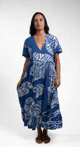 Ladies: Navy Moana Shell Tia Midi Dress