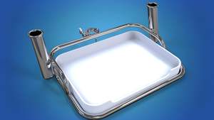 Stainless Steel Medium bait station with 2 x rod holders attaches with 2” 50.8mm ski clamp