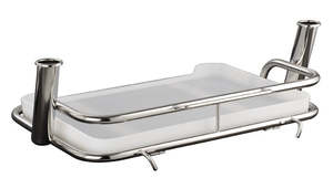 Bait Stations: Stainless Steel Small bait station with 2 x rod holders mounts onto your A Frame ski pole