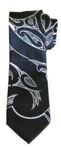 Manaia Tie Silver/Black