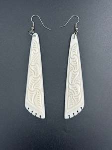 20 Bone Earrings: Koru Bone Earrings 75mm x 20mm