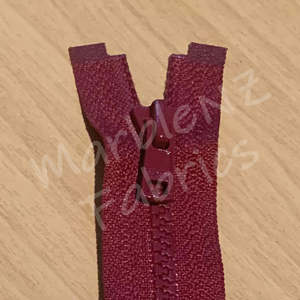 Zips: Size 3 - Wine (Moulded Plastic) Open ended Zipper