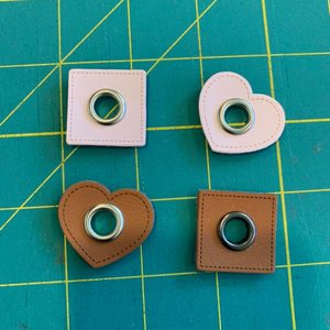 35mm Heart PU Leather sew on Eyelet - Pink