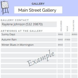 Products: Artwork Gallery Record – Digitally Fillable & Printable PDF