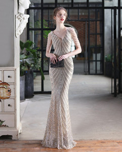 Cocoa Scallop Detail Sequin Dress margaretwraybridal