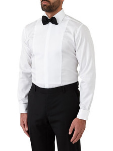 Products: Kent Tuxedo Shirt - White Textured Fabric Contrast Margaret Wray Bridal Designer Wedding Dresses & Couture - Otago, NZ