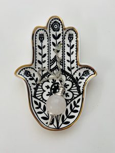 Rose Quartz Crystal Pendulum - Marigold and Amber