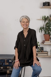 Products: Montaigne Frederic Linen Shirt, Black - Marigold and Amber