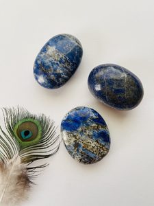 Products: Lapis Lazuli Palm Stone - Marigold and Amber