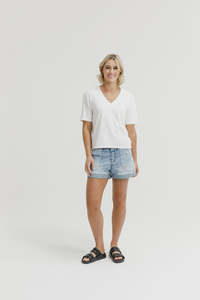 Home Lee: Homelee V Neck Tee - Vanilla