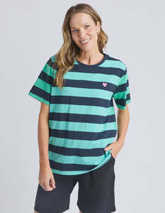 Elm: Elm Eden Stripe S/S Tee - Blue & Green Stripe