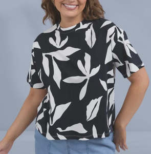 Elm Mimosa Tee - Black Yardage Print