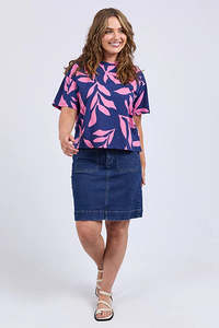 Elm Mimosa Tee - Blue Depth Yardage Print