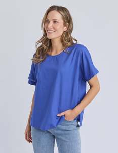 Elm: Elm Curtis Woven S/S Tee - Ocean Blue