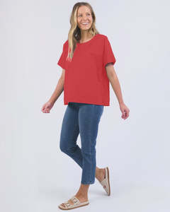 Elm: Elm Curtis Woven S/S Tee - Cayenne