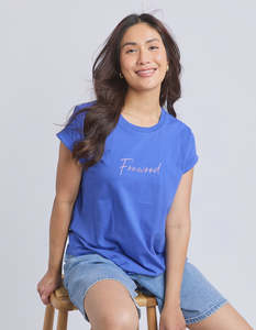 Foxwood Signature Contrast Tee - Blue with Lilac