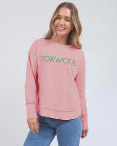 Foxwood: Foxwood Simplifield Metallic Crew - Pink/Emerald Green