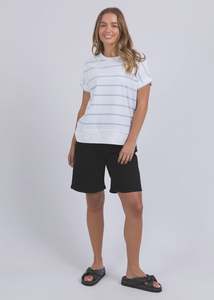 Foxwood Allison Stripe Tee - White/Sky Blue Stripe
