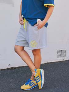 Hammill: Hammill & CoSanta Monica Stripe Short - Blue/White/Yellow