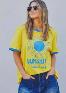 Hammill & CoSunshine State of Mind Ringer Tee - Yellow/Royal Blue