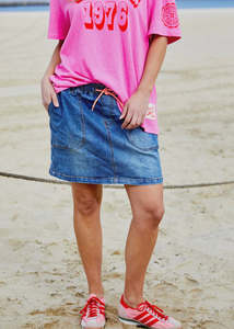 Hammill & Co Stretch Denim Skirt - Stonewash