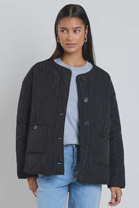 Stories be Told Peak Oversided Padded Shell Jacket - Black