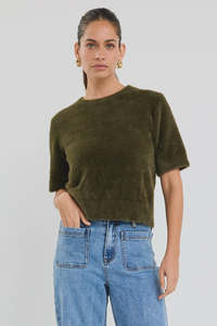 Ivy Jack: Ivy + Jack Issue Fluffy Soft Knit Tee - Khaki