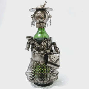 J M: J & M Wine Bottle Holder - Lady with Handbag
