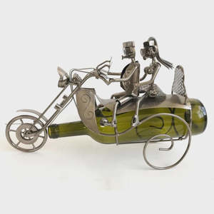J & M Wine Bottle Holder - Couple on Bike