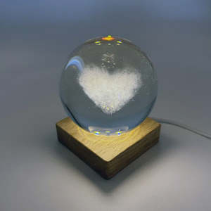 J & M Crystal Ball with Light - Cloud Heart