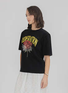 Federation Cruise Tee Rose n Thorns - Washed Black