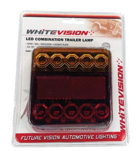 Trailer Electrical: Whitevision Left Tail LED 100x100mm - 10-30V - 400mm Wire