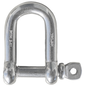 Trojan Stainless Steel D Shackle 10mm with Captive Pin 2.5 Tonne