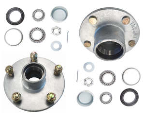 Trailer Parts: Trojan 1500kg Non Braked Hub Set Pair 5 x 4 1/4 x 7/16" Galvanised - No stub axles