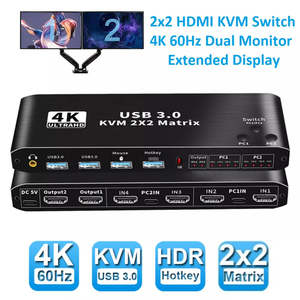 2x2 HDMI KVM Switch 4K 60Hz Dual Monitor Extended Display PC Laptop Notebook Dis&hellip;