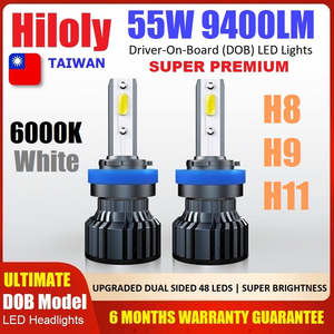 Super Premium H8 H9 H11 Car LED DOB Headlights Light Bulbs 55W 9400LM 6000K White