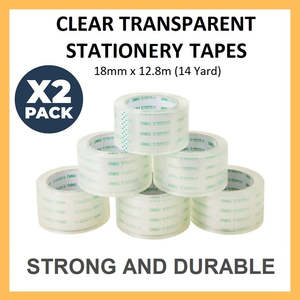 Office Supplies: 18mm Transparent Clear Single Side Home Office Adhesive Tape